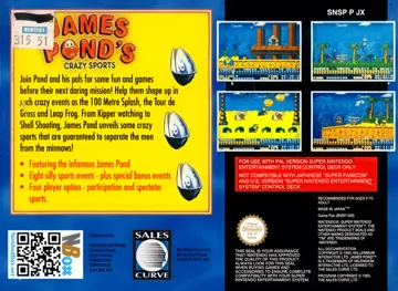 James Pond's Crazy Sports (Europe) box cover back